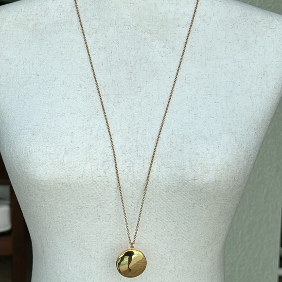 J. Crew gold tone disc Locket necklace. Comes with original dust bag. - Picture 5 of 9